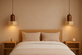 Opviq Suala Lámpara de Madera y Travertino Nogal y Beige